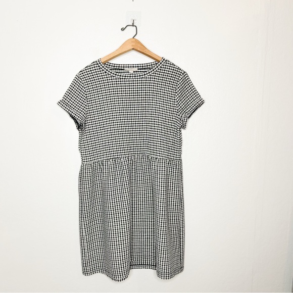 Ann Taylor LOFT Classic Black White Plaid Babydoll Mini Dress Petite Small‎ - Picture 2 of 8
